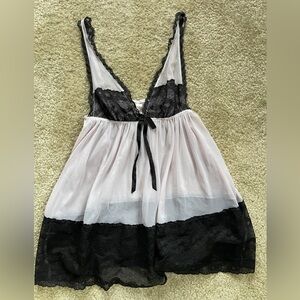 Victoria’s Secret Black and Lavender Babydoll Lace Chemise Slip
